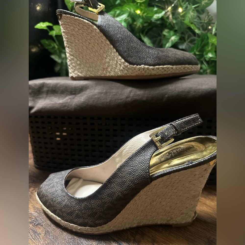 Michael Kors Dark Brown Wedge Sandals